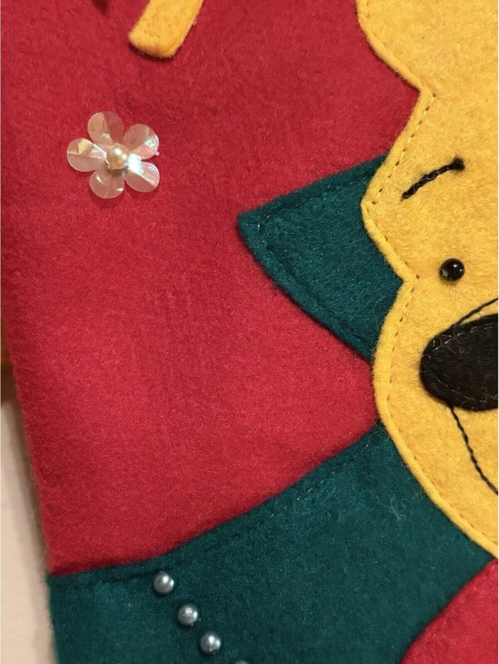 90’s Disney Store Winnie The Pooh Christmas Stocking 21” Felt Appliqué 3D